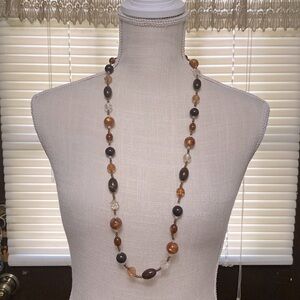 Amber Vintage long statement beaded neckless, fashion jewelry, acrylic beads